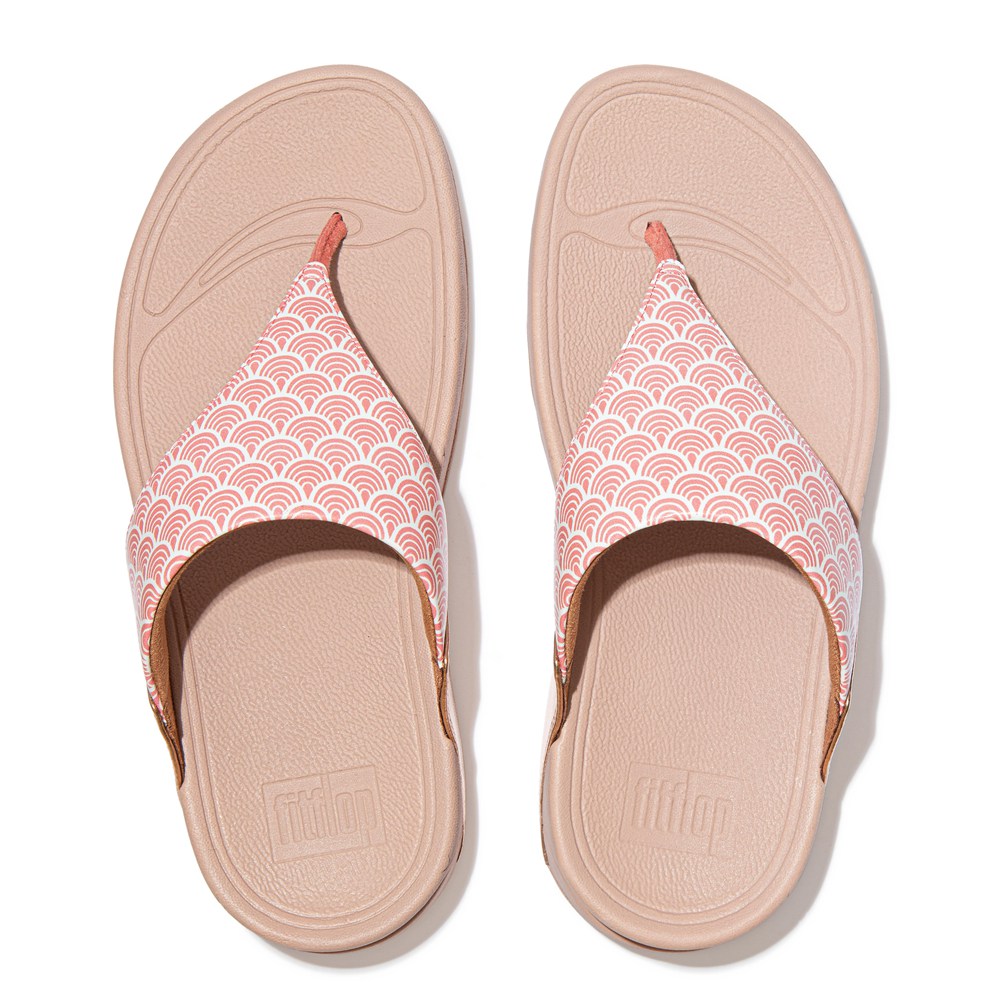 Fitflop Womens Sandals Pink - Lulu Wave-print Toe-post - IT3725401